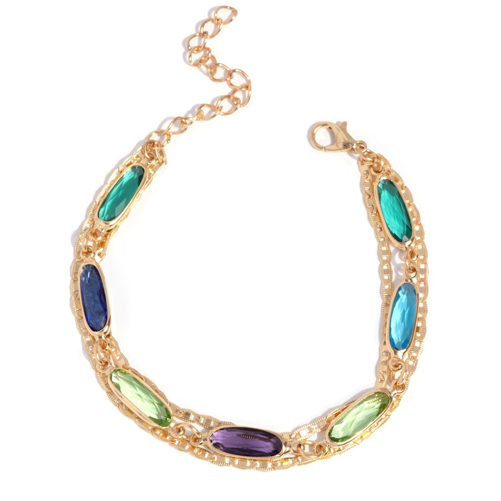 Paparazzi Gold and Blue Gemstone Bracelet Tailored Tradition Multi Fashion Jewel